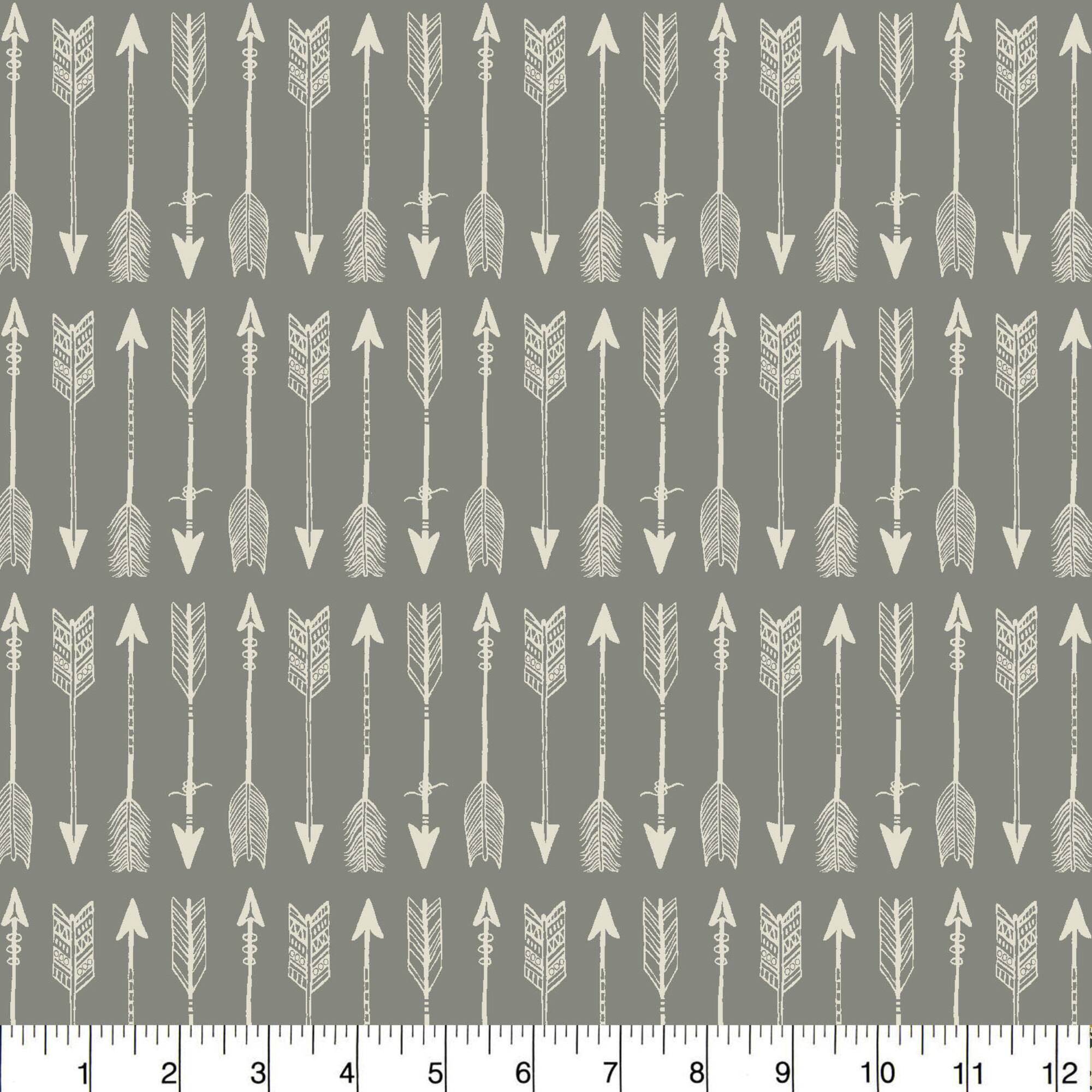 PKL Studio Arrows on Gray Cotton Home Décor Fabric